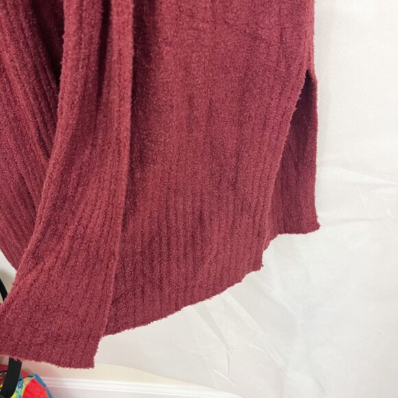 Barefoot Dreams CozyChic Lite Catalina Long Cardigan Sweater Red Burgundy LARGE - Picture 3 of 6